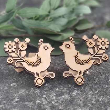 Штамп вибійка пташки барвисті пишнохвості