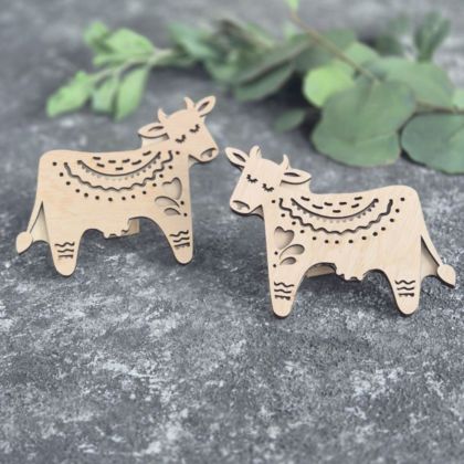 Дерев'яна вибійка штамп корівки етно