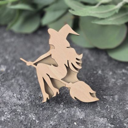 Штамп вибійка для тканини відьма з мітлою на Хеловін